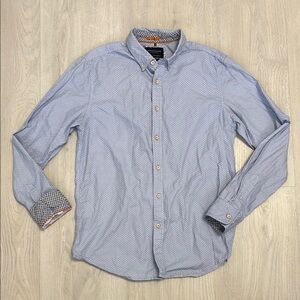 🔥BUNDLESALE Mens S Denim & Flower Slim Fit Casual Button Down Shirt